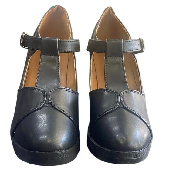 DADAWEN Women’s Black Mary Jane T-Strap Chunky Heel Shoes Size 43/265 RetroGoth - Picture 1 of 6